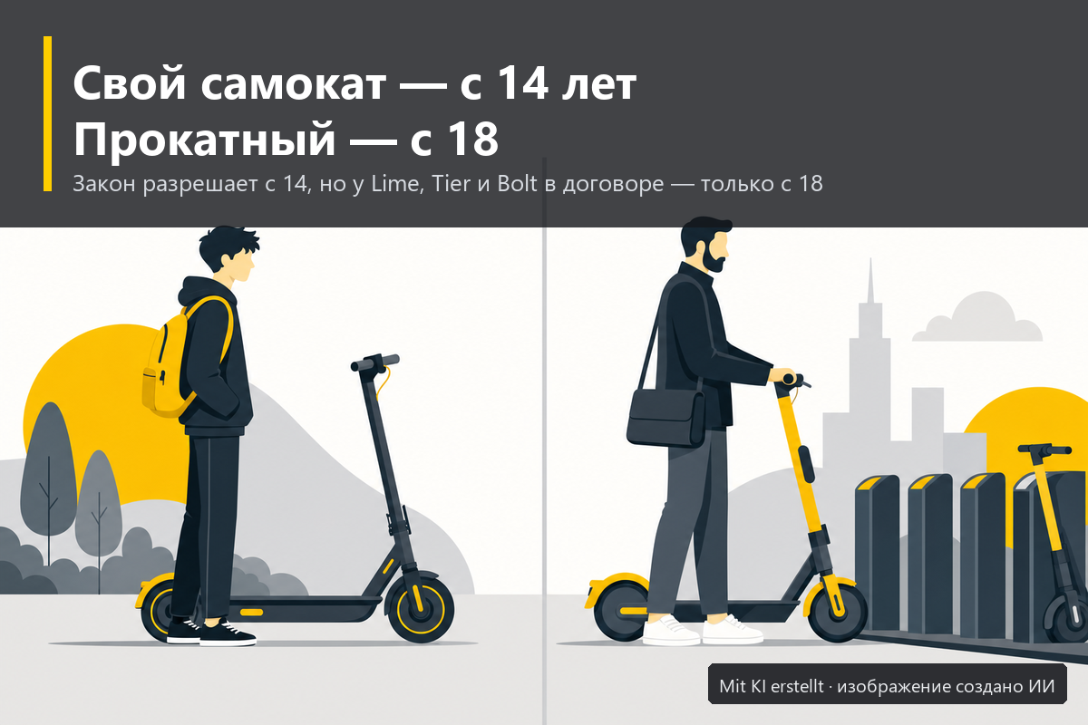 С какого возраста можно ездить на электросамокате в Германии: свой с 14 лет, прокатный с 18