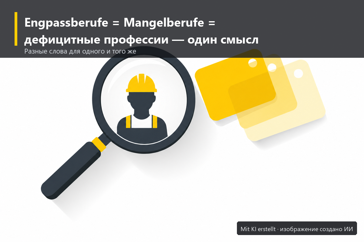 Иллюстрация: лупа и силуэт рабочего, символизирующие поиск синонимов термина дефицитные профессии