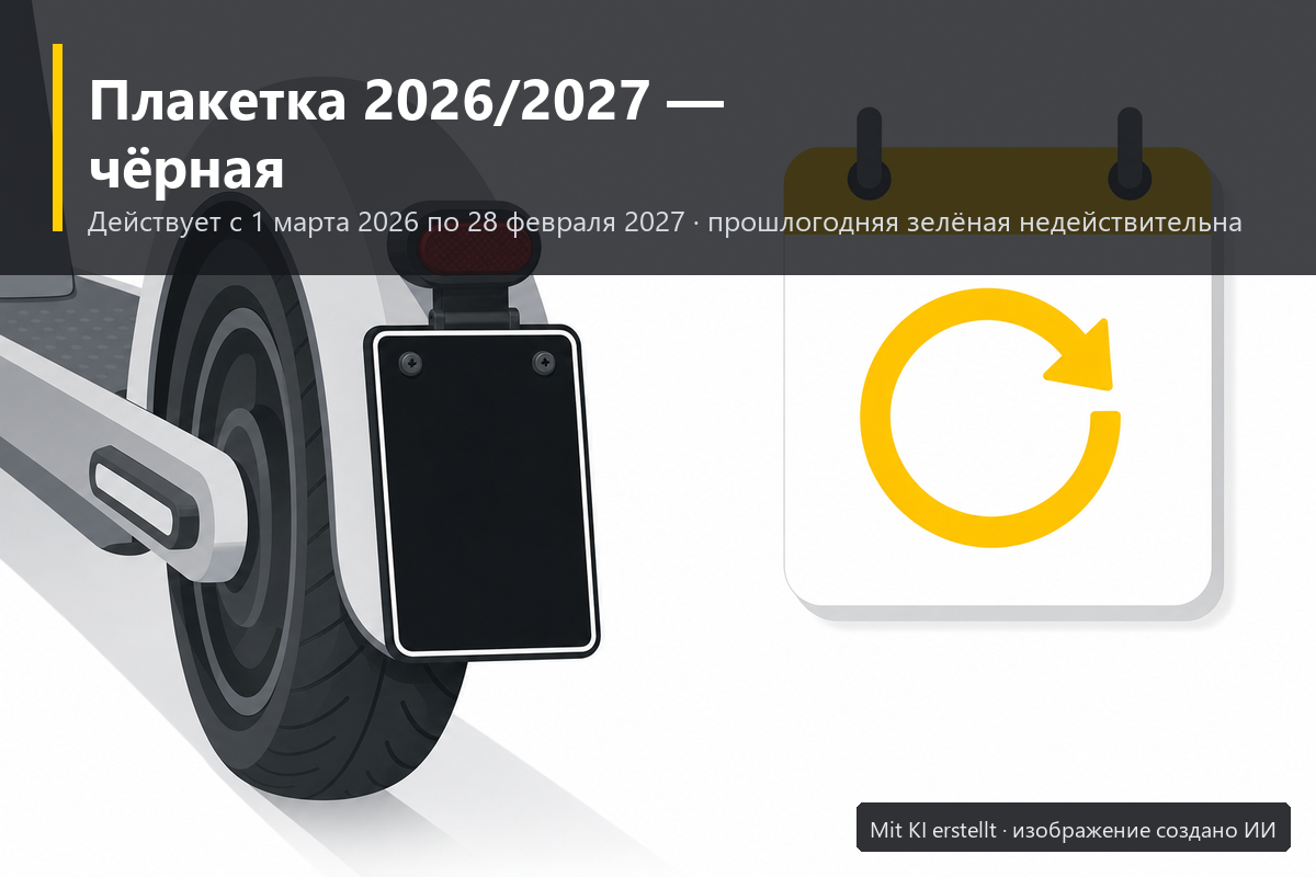 Цвет страховой плакетки для электросамоката в Германии в сезоне 2026/2027 — чёрная