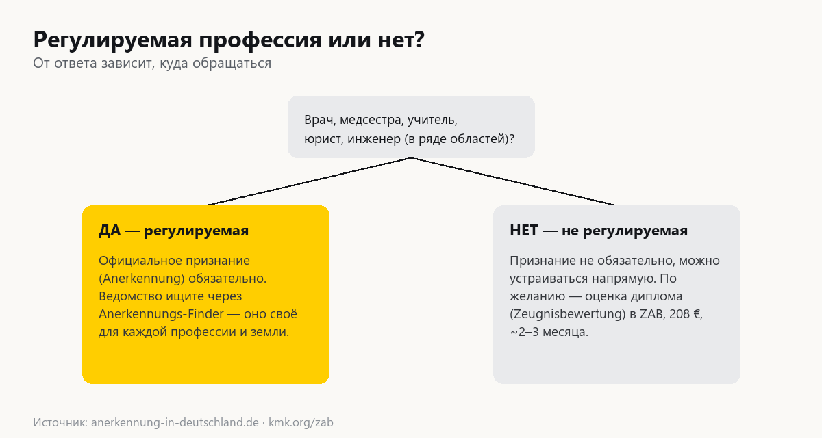Схема решения: регулируемая профессия или нет, куда обращаться за признанием диплома