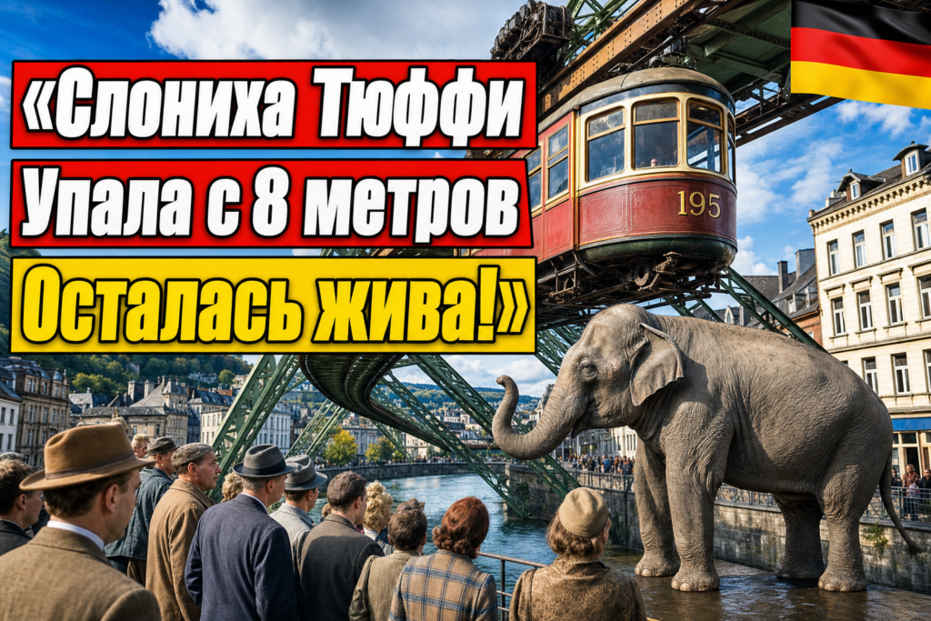Как слониха Тюффи упала в реку в Вуппертале?