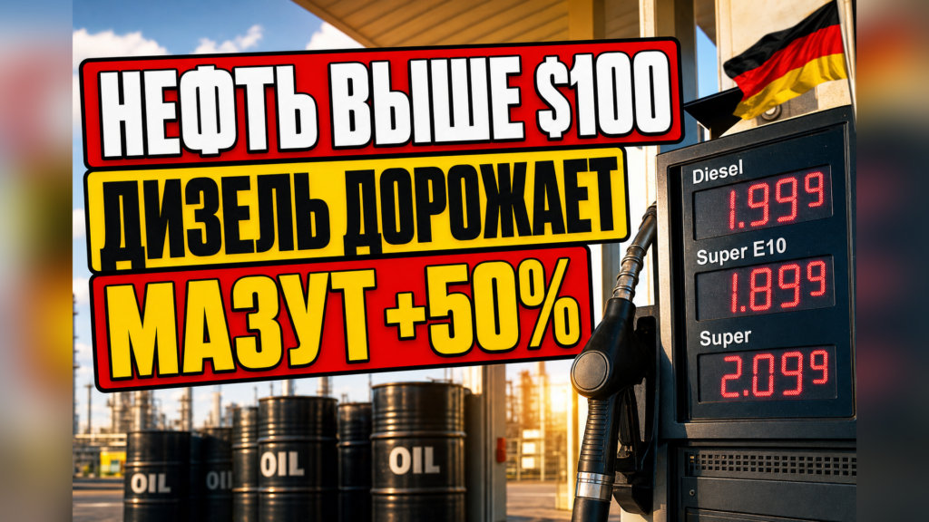 Цена на нефть выше 100 долларов: дизель и мазут дорожают в Германии